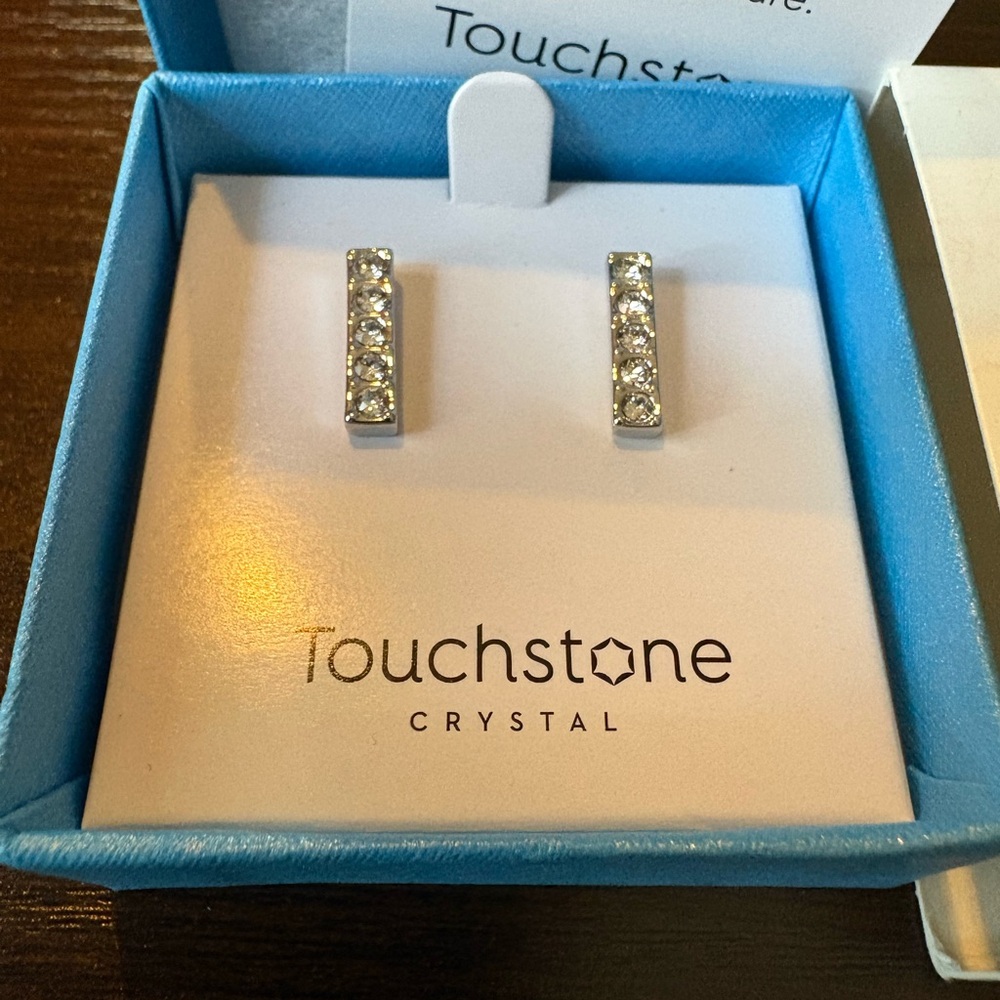 Touchstone Crystal Silver Bar Earrings